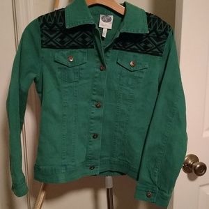 Dg2 by Diane Gilman jeans jacket embroidered